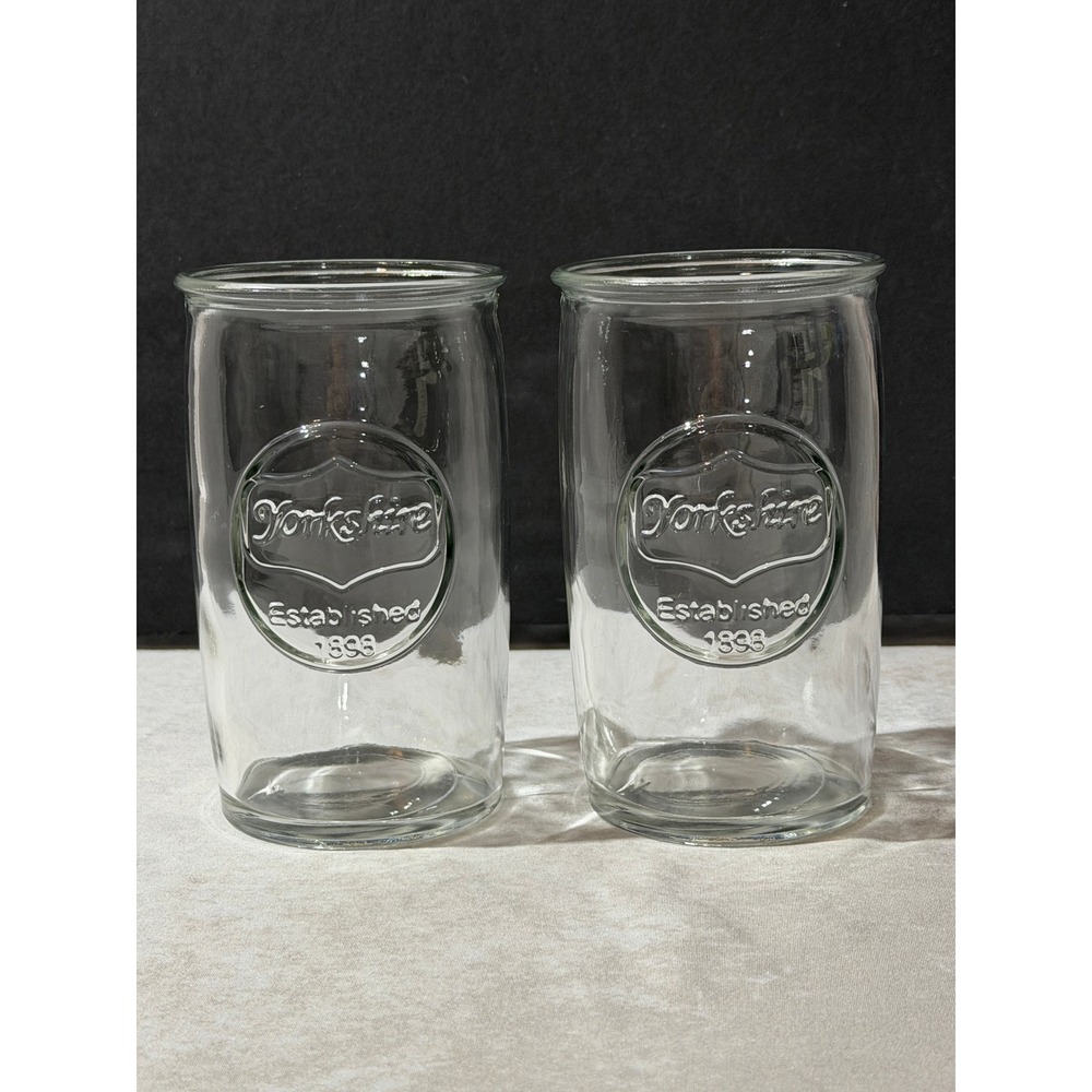 Yorkshire Glassware‎ Set of 2 Embossed Established 1898 Clear Drinking Glasses